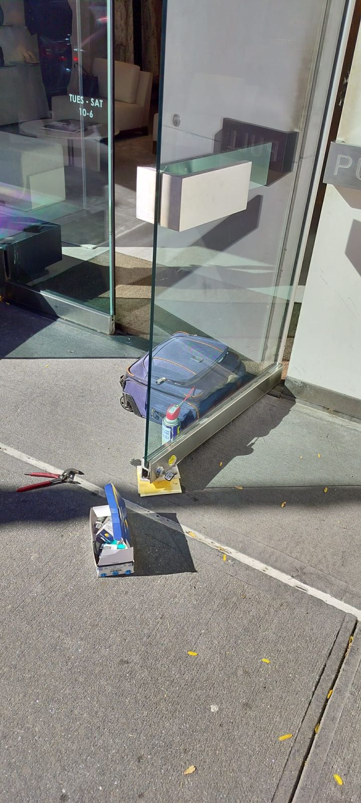 Glass Storefront Door Slamming in Manhattan Midtown Floor Check Adjustment West 50th Street a